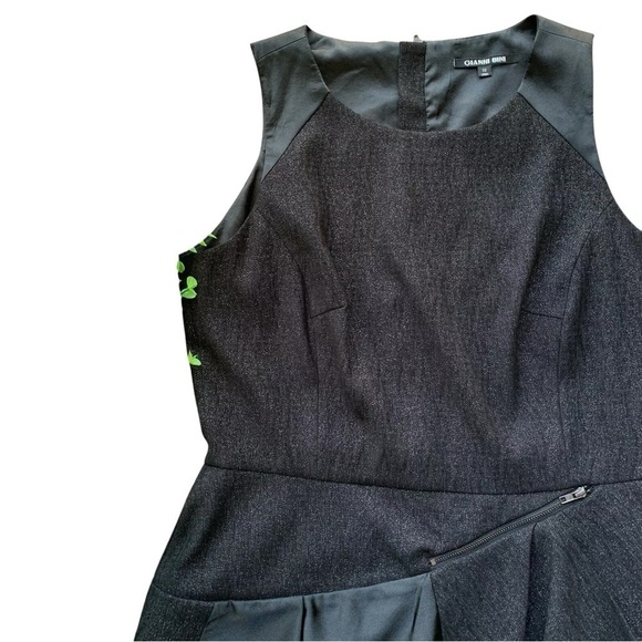 Gianni Bini Ruffle Tiered Metallic Shimmer Zip Cocktail Dress Black Size 10 - Picture 3 of 7